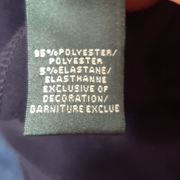 Lauren Ralph Lauren Nave Blue Classic Sleeveless Dress Faux wrap belt Size 12 - Picture 9 of 9